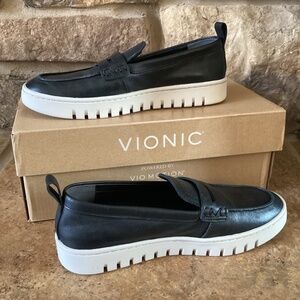 Vionic Uptown Penny Loafer Size 6.5 Black Leather Arch Support Ladies
